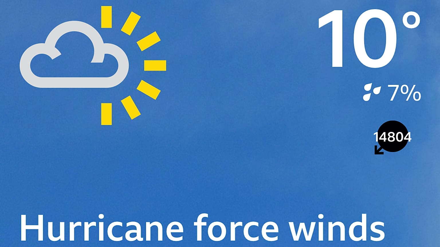 BBC Weather app falsely predicts Hurricane force winds across the country.