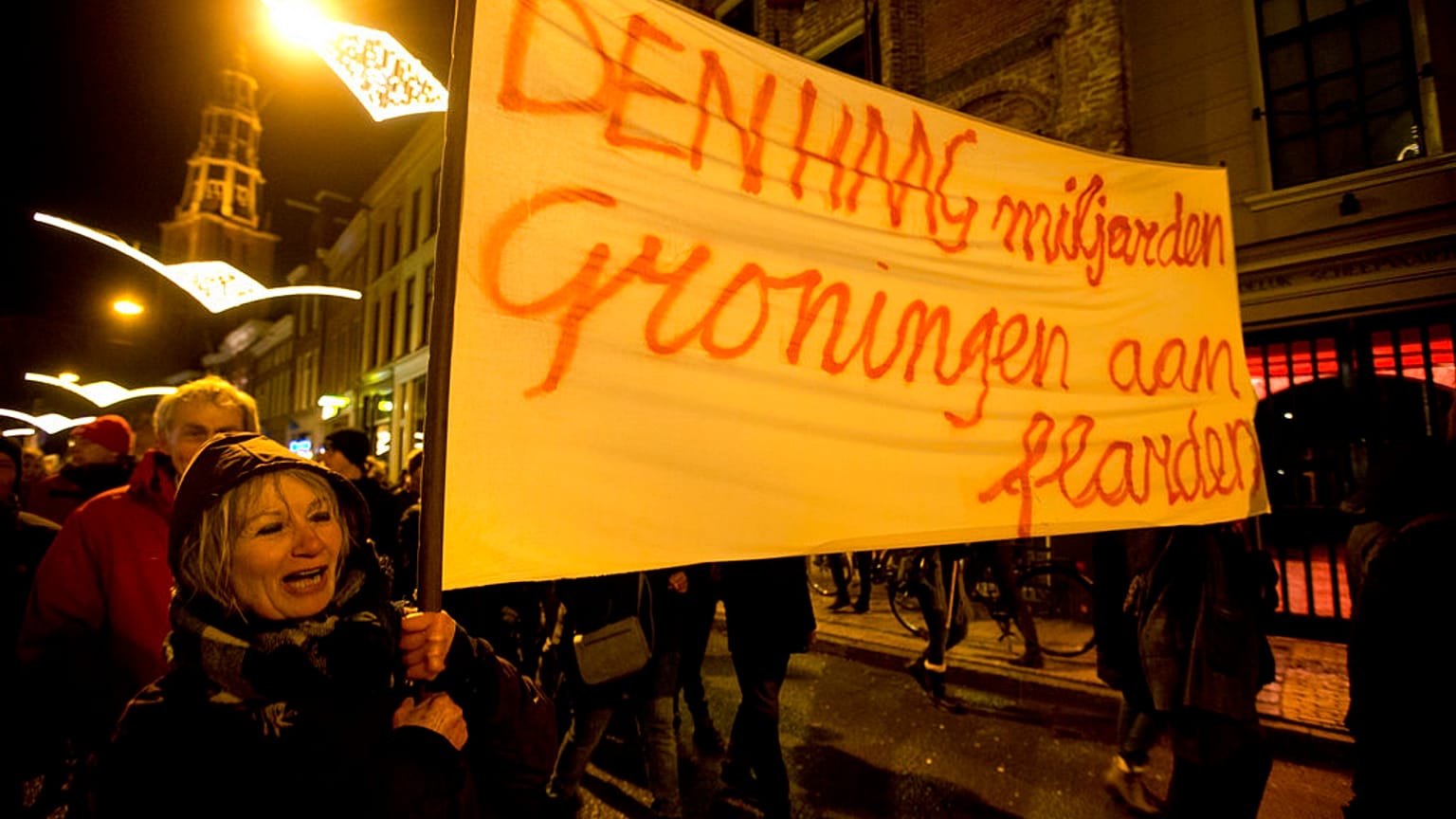 Residents of the northern Dutch province of Groningen demand action in 2018 over damage from earthquakes linked to decades of gas production