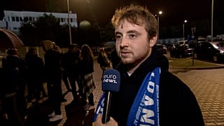 Izraeli szurkoló a budapesti Bozsik stadion előtt