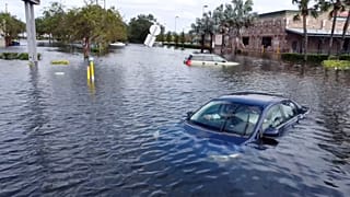 This drone image provided by Kairat Kassymbekov shows flooding from Hurricane Milton in Tampa, Fla., Thursday, Oct. 10, 2024.