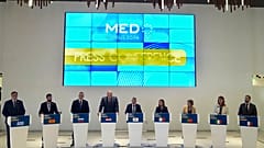 Οι ηγέτες της MED9 μιλούν σε κοινή συνέντευξη Τύπου στη Λάρνακα, 23 Σεπτεμβρίου 2024