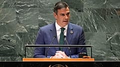 رئيس وزراء إسبانيا بيدرو سانشيز بيريز كاستيجون يلقي كلمة أمام الدورة التاسعة والسبعين للجمعية العامة للأمم المتحدة، الأربعاء، 25 سبتمبر، 2024.