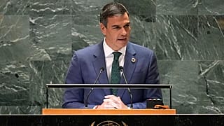 رئيس وزراء إسبانيا بيدرو سانشيز بيريز كاستيجون يلقي كلمة أمام الدورة التاسعة والسبعين للجمعية العامة للأمم المتحدة، الأربعاء، 25 سبتمبر، 2024.