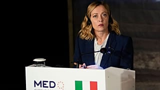 La premier italiano Giorgia Meloni durante una conferenza stampa a Paphos, Cipro, 11 ottobre 2024