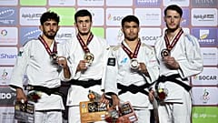 Alcuni degli atleti premiati nella prima giornata del Grand Slam di judo di Abu Dhabi