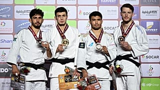 Alcuni degli atleti premiati nella prima giornata del Grand Slam di judo di Abu Dhabi