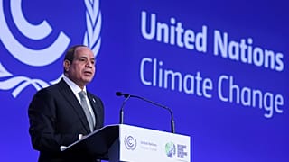 الرئيس المصري عبد الفتاح السيسي يتحدث خلال حفل افتتاح مؤتمر الأمم المتحدة للتغير المناخي COP26 في غلاسكو، اسكتلندا، الاثنين 1 نوفمبر/تشرين الثاني 2021