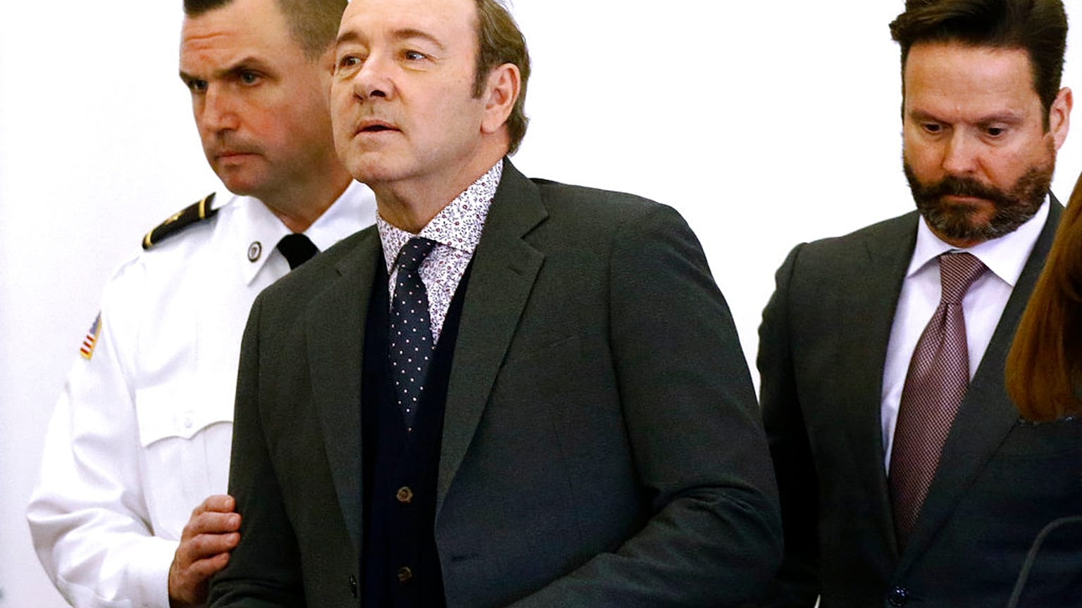 Kevin Spacey egyik tárgyalásán, 2019-ben