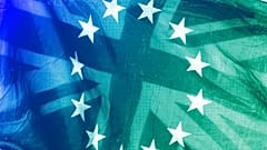 Eine europäische Flagge weht über einem Union Jack in London, 14. März 2018