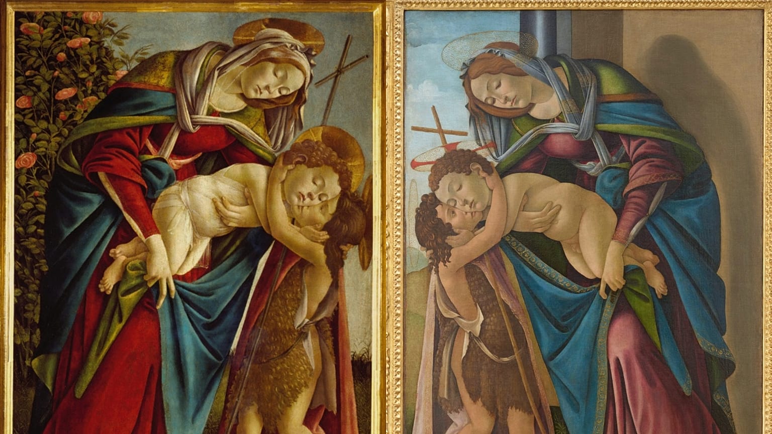 Botticelli'nin orijinali (solda) ve stüdyosundaki kopyası (sağda)
