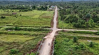 A road near the Indonesia Weda Bay Industrial Park in Kulo Jaya, Central Halmahera, North Maluku, Indonesia