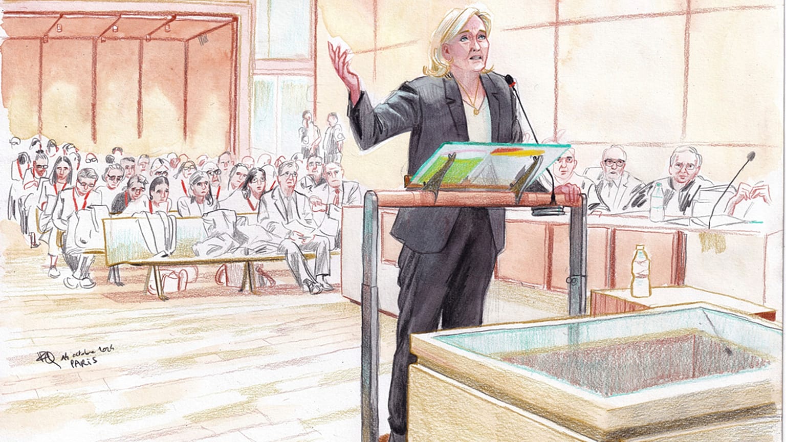 Marine Le Pen a tárgyalásán