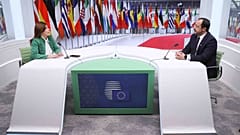 Ο Πρόεδρος της Κυπριακής Δημοκρατίας, Νίκος Χριστοδουλίδης, και η δημοσιογράφος του Euronews, Μαρία Ψαρά