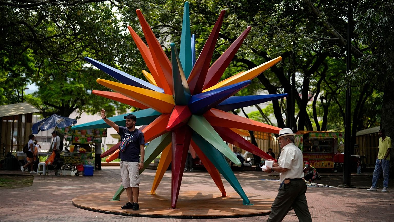 A sculpture adorns the green zone, ahead of the COP16 United Nations biodiversity conference, in host city Cali, Colombia, 19 October 2024. 
