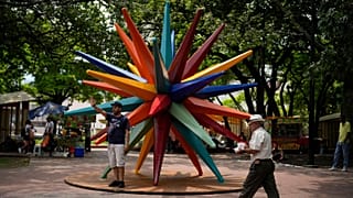 A sculpture adorns the green zone, ahead of the COP16 United Nations biodiversity conference, in host city Cali, Colombia, 19 October 2024. 