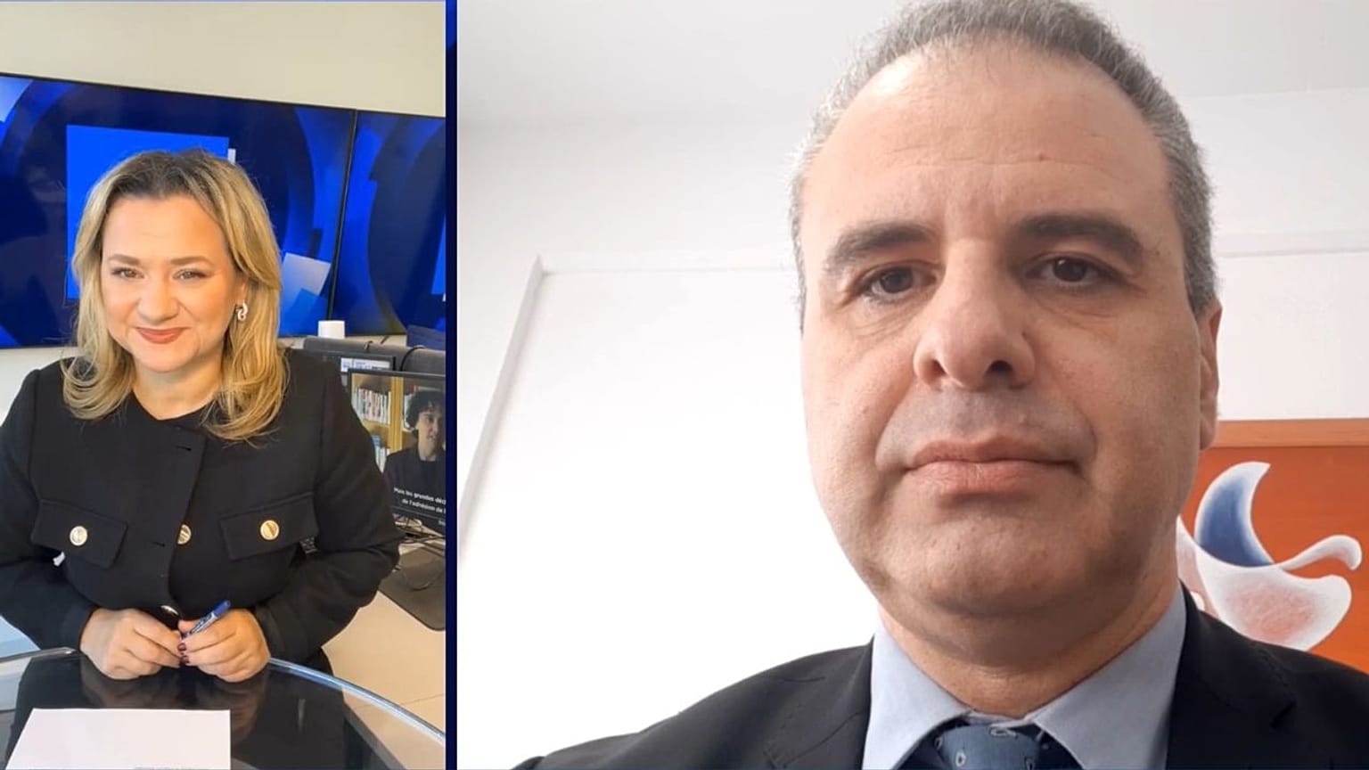 O Ελληνοκύπριος Διαπραγματευτής για το Κυπριακό, Μενέλαος Μενελάου, και η δημοσιογράφος του euronews Φαίη Δουλγκέρη