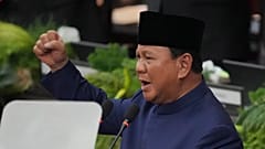 الرئيس الإندونيسي الجديد برابوو سوبيانتو يلقي خطابًا خلال حفل التنصيب الرئاسي في مبنى البرلمان في جاكرتا، إندونيسيا، الأحد 20 أكتوبر/تشرين الأول 2024
