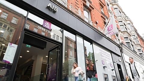 A street view of AIB's Grafton Street branch in Dublin, Ireland.