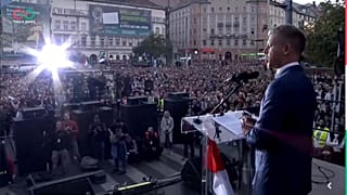 Magyar Péter a Széna téren szónokol
