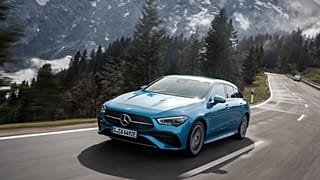 The Mercedes-Benz CLA 250 e with EQ Hybrid Technology on a road.