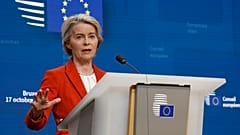 EU-Kommissionspräsidentin Ursula von der Leyen auf einer Pressekonferenz auf einem EU-Gipfel in Brüssel, 17. Oktober 2024.