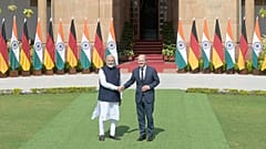 Indian Prime Minister Narendra Modi and German Chancellor Olaf Scholz in New Delhi, 25 October 2024