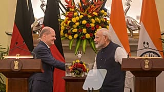 Olaf Scholz és Narendra Modi Új-Delhiben 2024. október 25-én