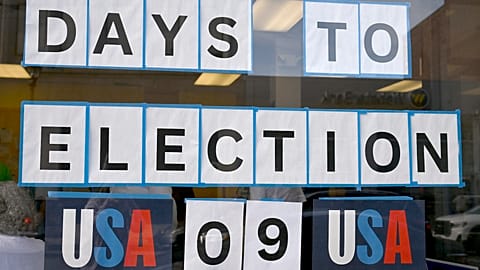 A sign outside campaign office of US Rep. Jahana Hayes in Waterbury Conn on 26 Oct 2024 