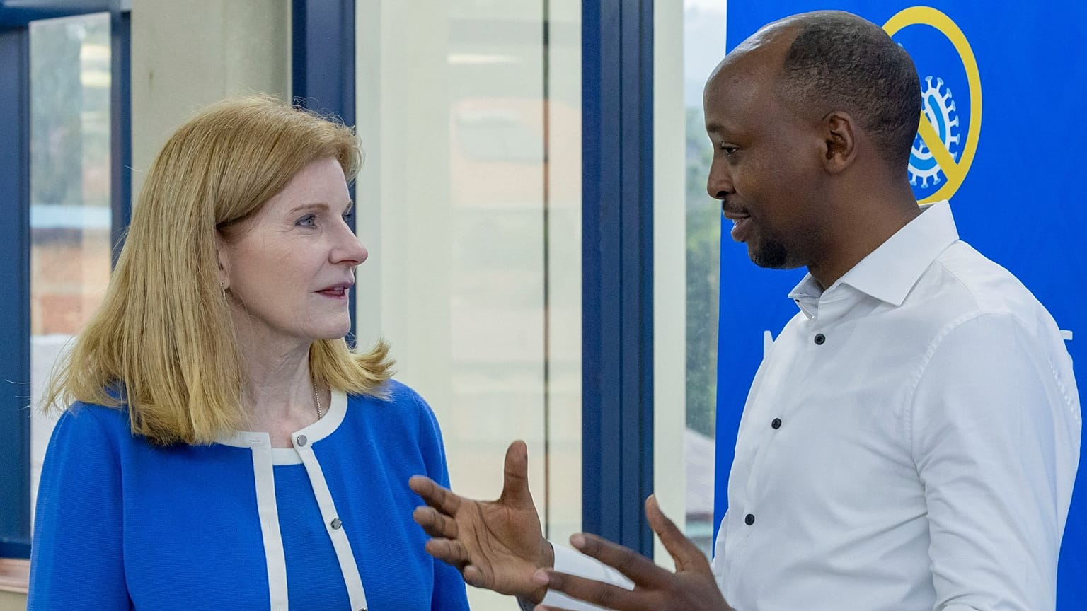 Sabin Vaccine Institute CEO Amy Finan meets with Rwandan health minister Sabin Nsanzimana in October 2024.