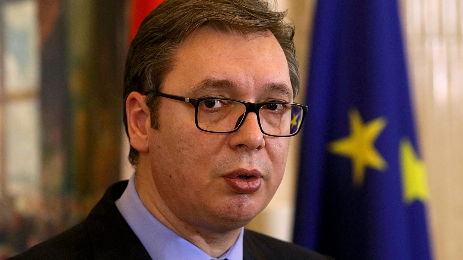 O Presidente da Sérvia, Aleksandar Vučić, em 2018