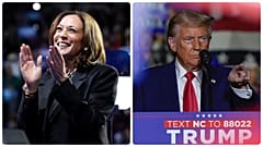 Kamala Harris a pennsylvaniai Erie-ben, Donald Trump az észak-karolinai Greenville-ben, 2024 októberében