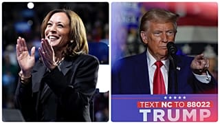 Kamala Harris a pennsylvaniai Erie-ben, Donald Trump az észak-karolinai Greenville-ben, 2024 októberében