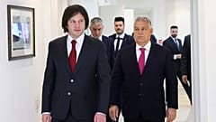 Irakli Kobakhidze grúz, és Orbán Viktor magyar miniszterelnök kedden Tbilisziben