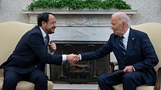 Kıbrıs (Güney Kıbrıs) Cumhurbaşkanı Nikos Christodoulides (solda) ile ABD Başkanı Joe Biden Beyaz Saray'da görüştü.