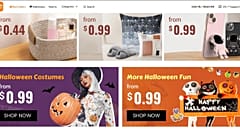 A Temu webpage displaying Halloween items.