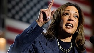 Democratic presidential nominee Vice President Kamala Harris speaks during a campaign rally at Jenison Field House on the campus of Michigan State University, Sunday, Nov. 3,