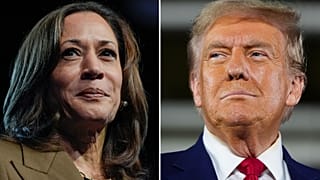 Kandydatka Demokratów na wiceprezydenta Kamala Harris, po lewej, i kandydat Republikanów Donald Trump, po prawej. 