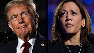 Bu fotoğrafta, sol tarafta Donald Trump sağ tarafta Kamala Harris görülüyor