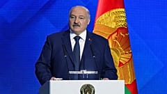 In this photo released by Belarusian Presidential Press Service on Thursday, Oct. 31, 2024, Belarusian President Alexander Lukashenko speaks in Minsk. 