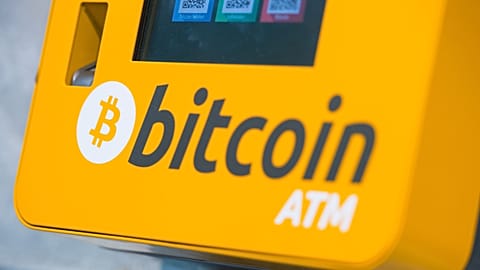 A Bitcoin ATM sits in October 2015. The value of the cryptocurrency hit a record high as Trump's chances of winning the US presidency increased Wednesday morning.