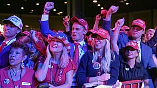 Supporters attend an election night watch party for Republican presidential nominee former President Donald Trump in West Palm Beach, FL, 5 November 2024