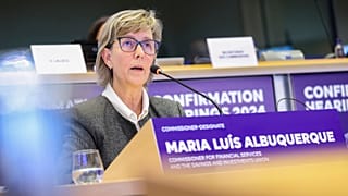 Maria Luís Albuquerque en su comparecencia ante el Parlamento Europeo, noviembre de 2024