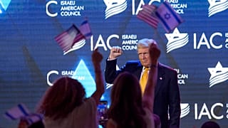 Donald Trump, Washington Hilton'da düzenlenen İsrail Amerikan Konseyi 9. Yıllık Ulusal Zirvesi'nde.