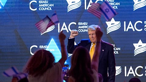 Donald Trump at the Israeli American Council 9th Annual National Summit at the Washington Hilton in Washington.