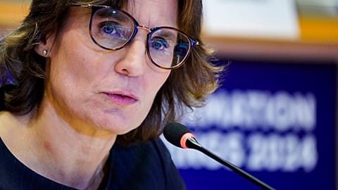 Swedish commissioner-desgnate Jessika Roswall during her European Parliament hearing on 5 November 2024