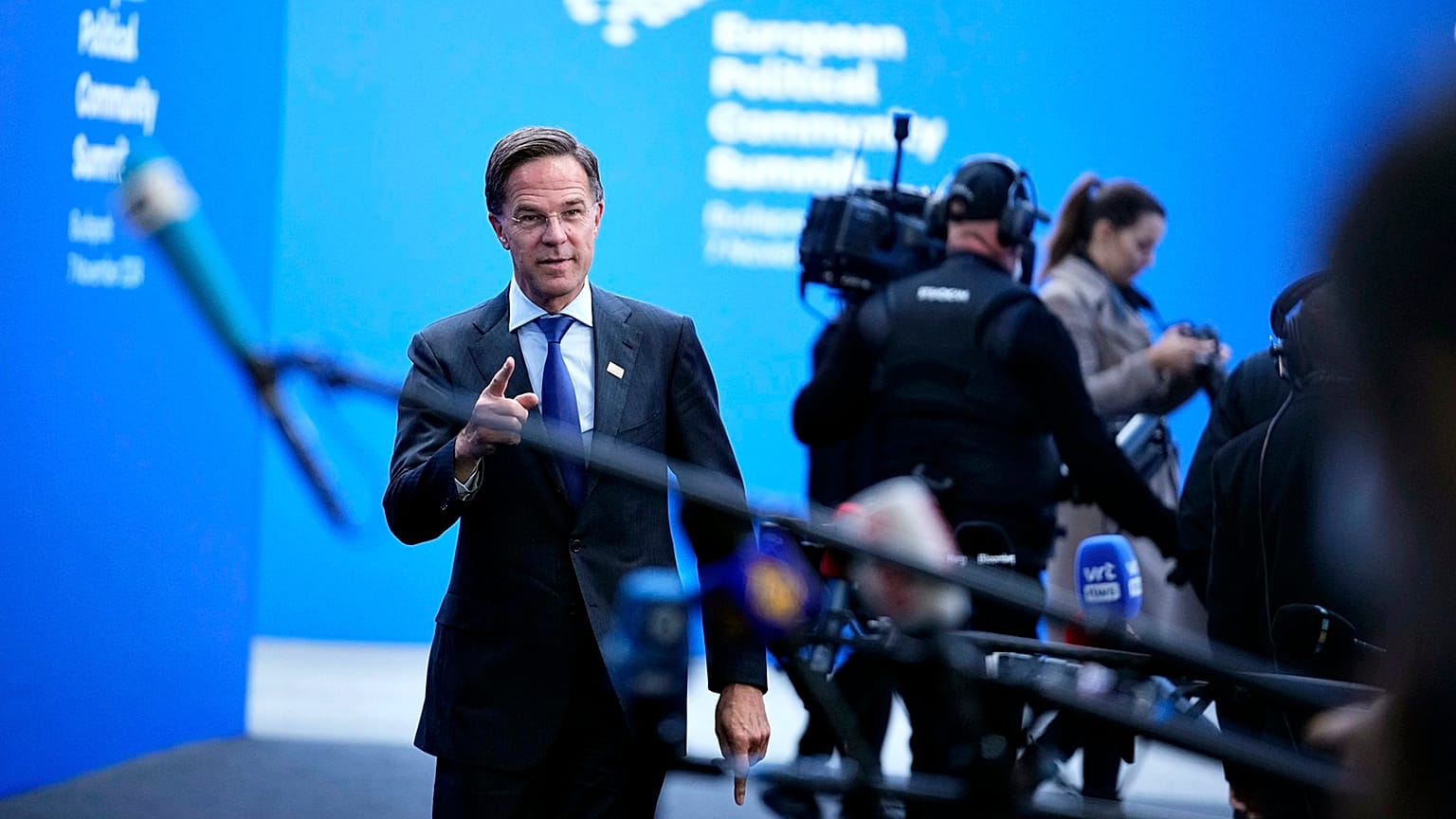 Il segretario generale della Nato Mark Rutte al vertice della Comunità politica europea a Budepest, 7 novembre 2024 