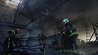 Un bâtiment endommagé par une frappe russe à Kyiv, Ukraine, le 7 novembre 2024.
