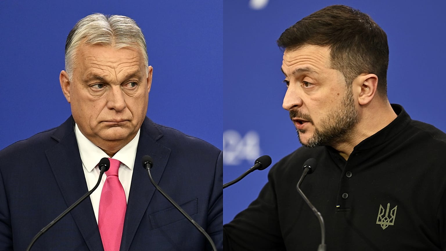 Viktor Orban, à gauche, et Volodymyr Zelensky, à droite.