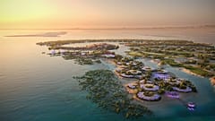 Aerial view of the Red Sea Global island resort
