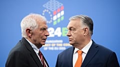 EU High Representative for Foreign Affairs and Security Policy Josep Borrell (L) with Hungarian Prime MInister Viktor Orban in Budapest, 8 November 2024.